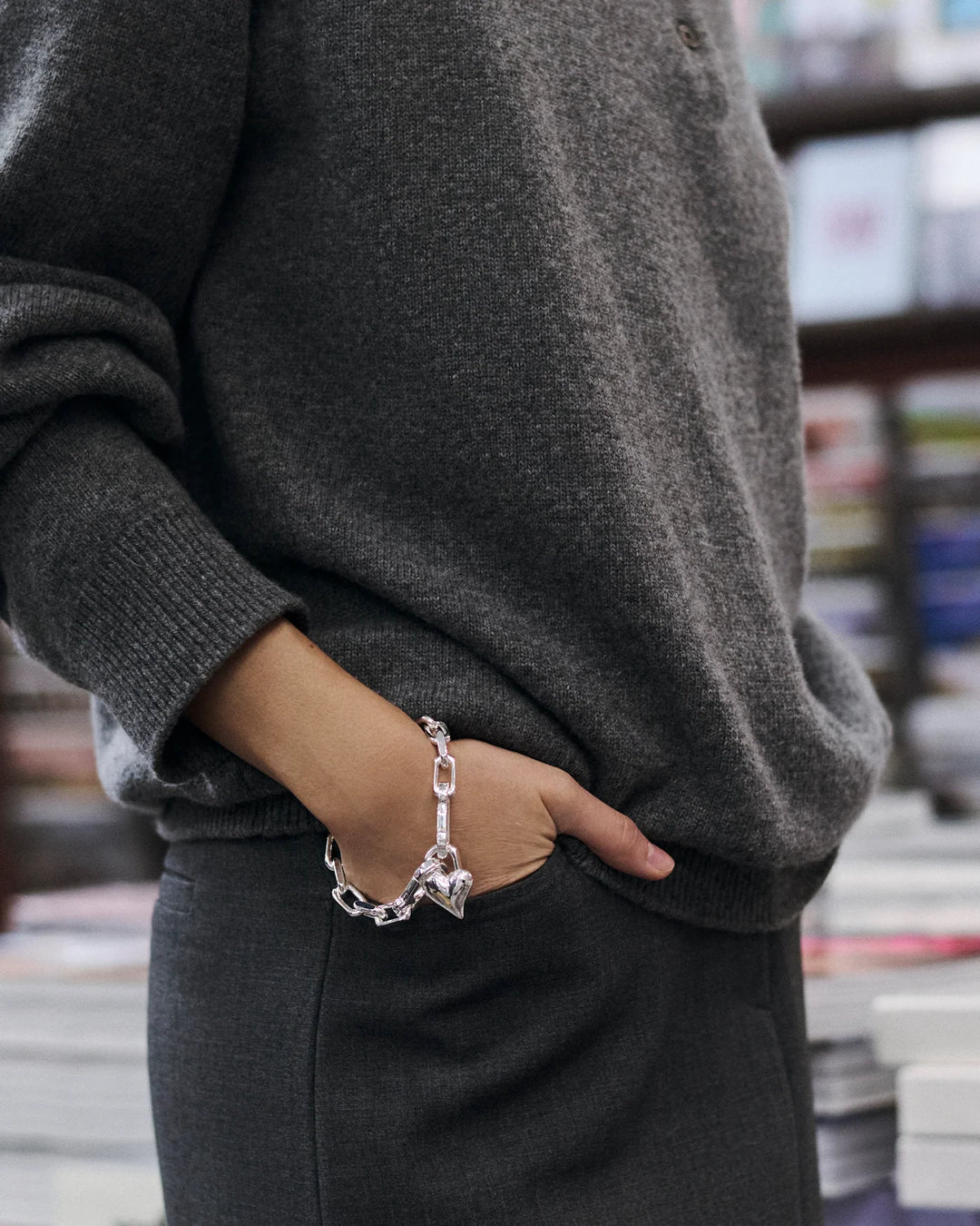 PADLOCK HEART CHAIN BRACELET (SILVER) - JENNY BIRD