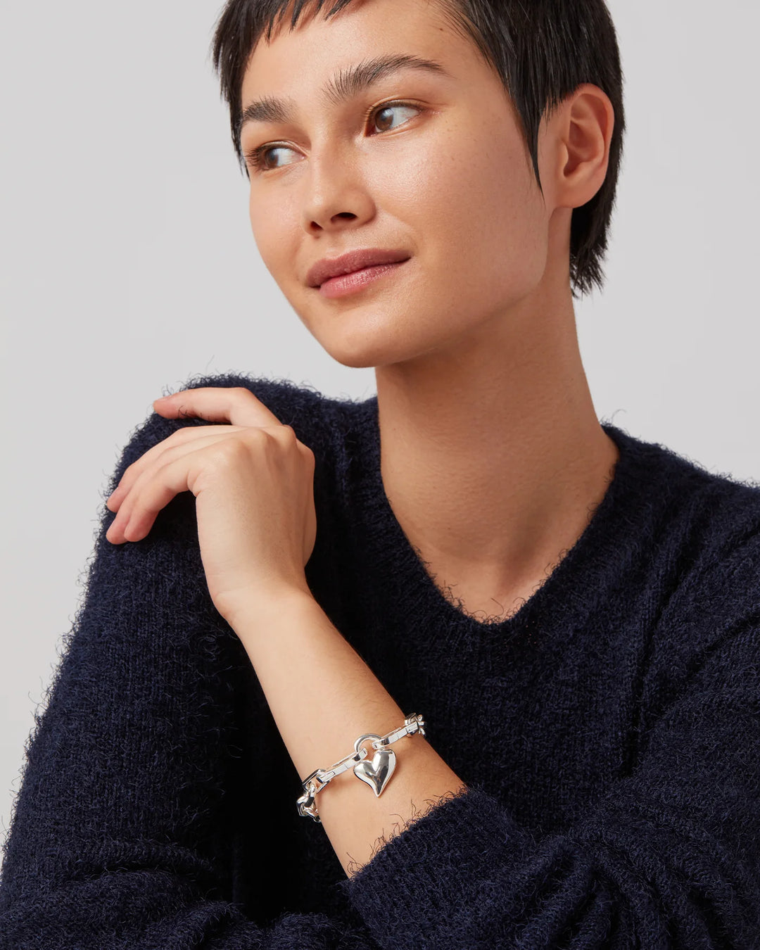 PADLOCK HEART CHAIN BRACELET (SILVER) - JENNY BIRD