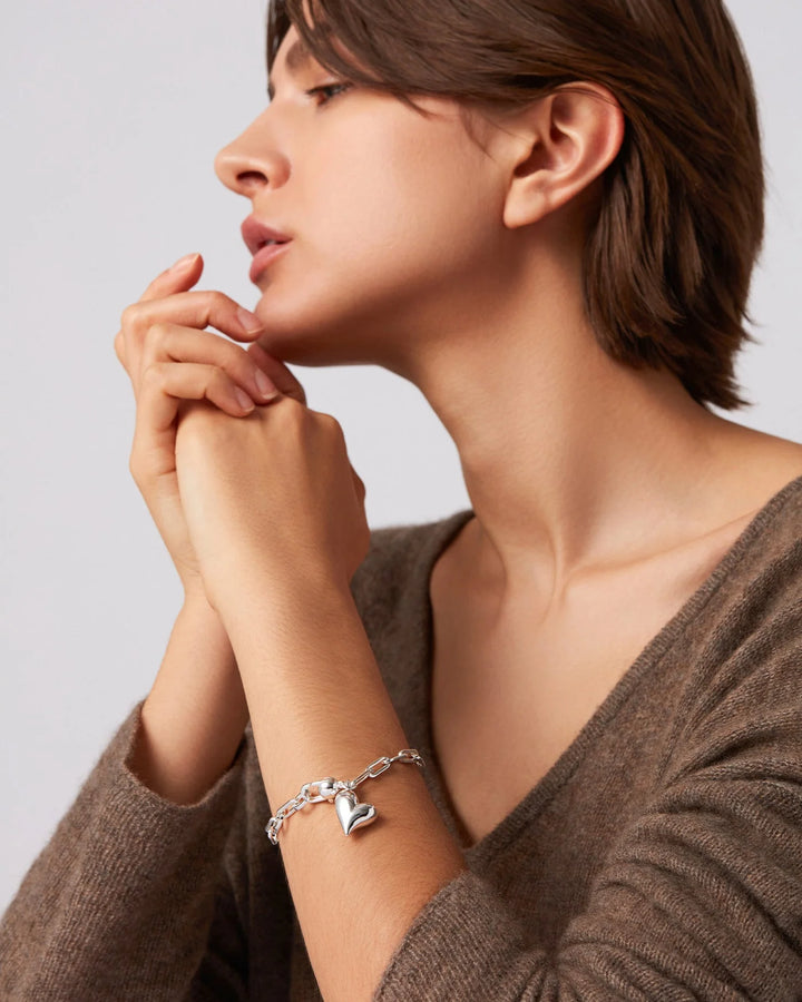 PUFFY HEART BRACELET (SILVER) - JENNY BIRD