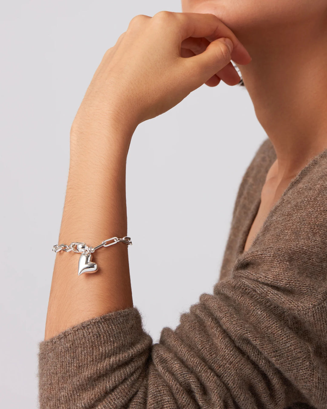 PUFFY HEART BRACELET (SILVER) - JENNY BIRD