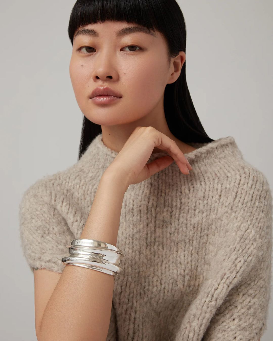 LARGE LENNON MEGA BANGLE (SILVER) - JENNY BIRD