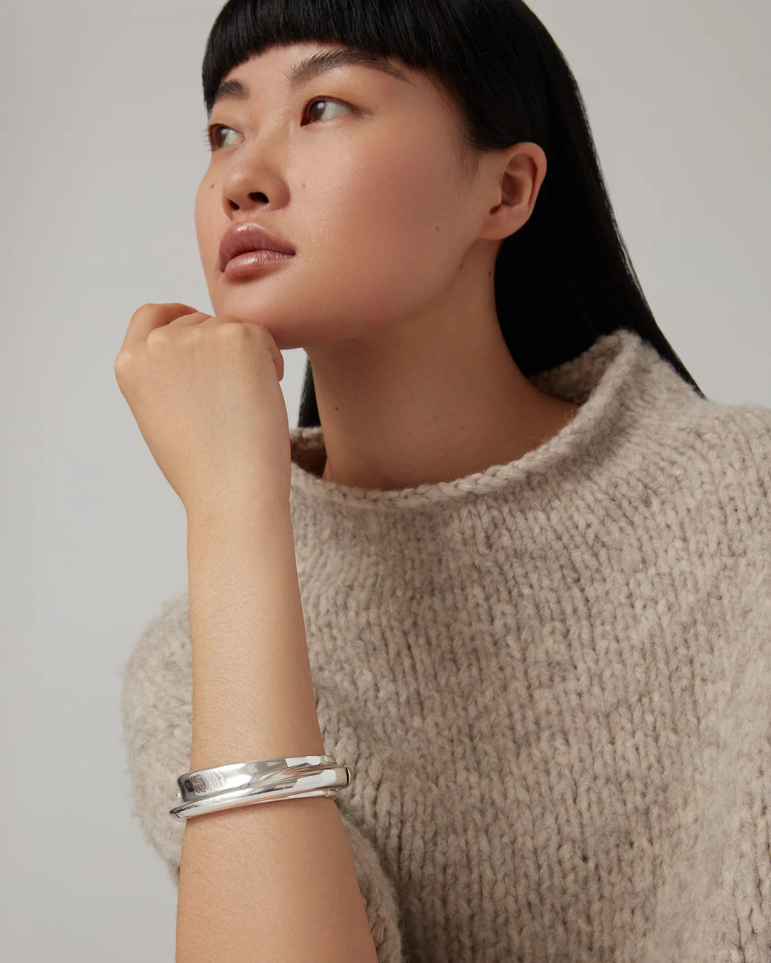 LARGE LENNON BANGLE (SILVER) - JENNY BIRD