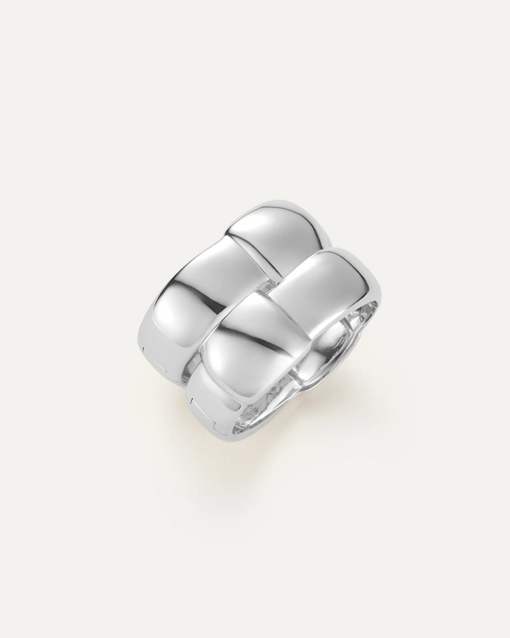 MEGA WOVEN SQUARE BANGLE LARGE (SILVER) - JENNY BIRD