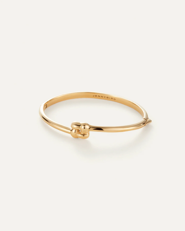 SLIM WOVEN SQUARE BANGLE LARGE (GOLD) - JENNY BIRD