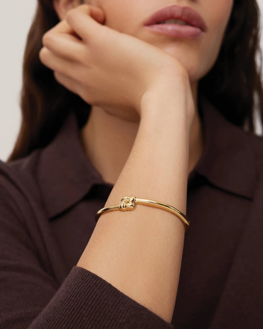 SLIM WOVEN SQUARE BANGLE (GOLD) - JENNY BIRD