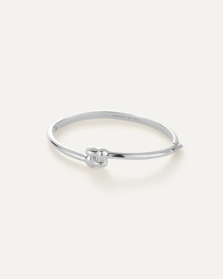 SLIM WOVEN SQUARE BANGLE LARGE (SILVER) - JENNY BIRD