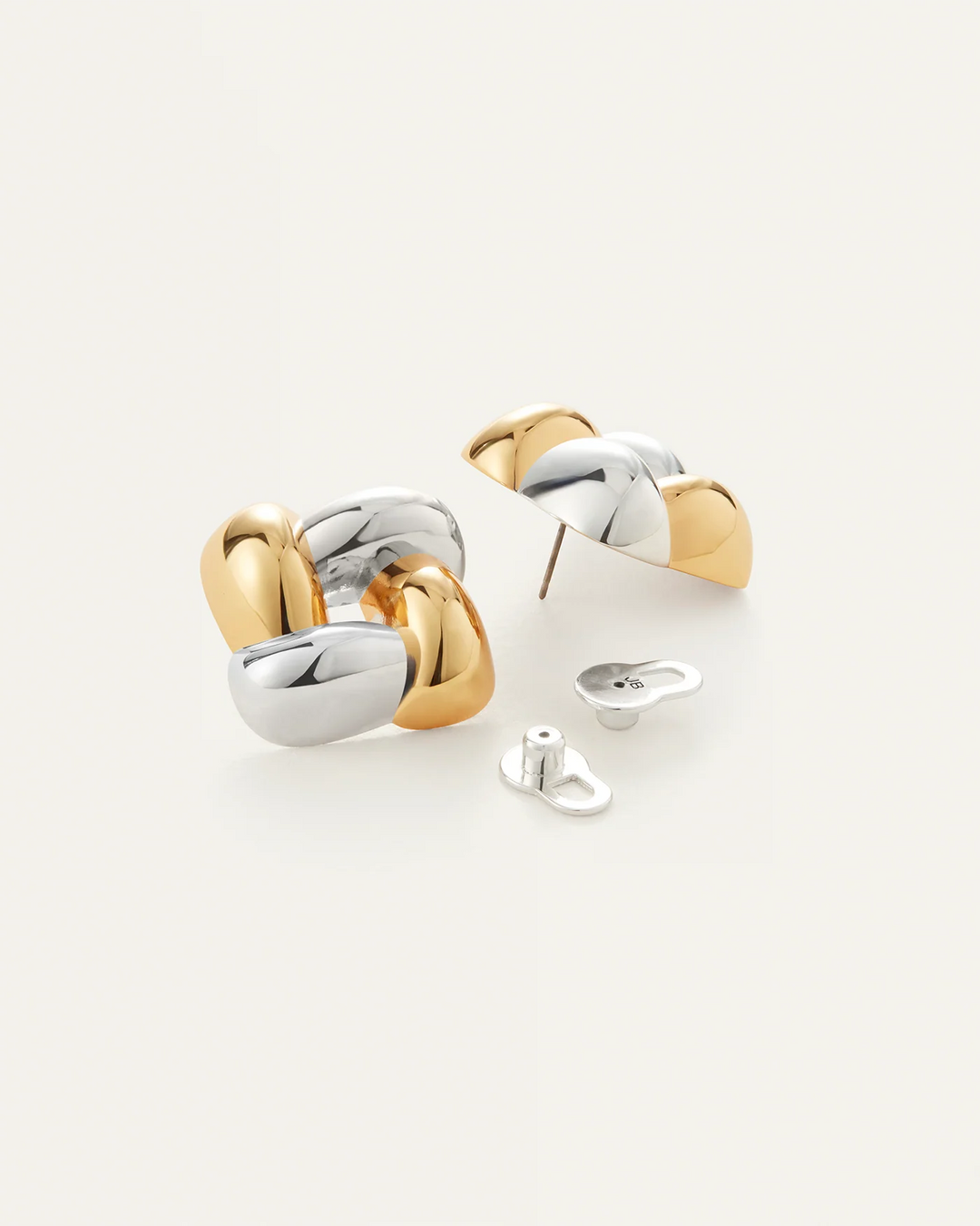 WOVEN SQUARE EARRINGS MEDIUM (TWO TONE) - JENNY BIRD
