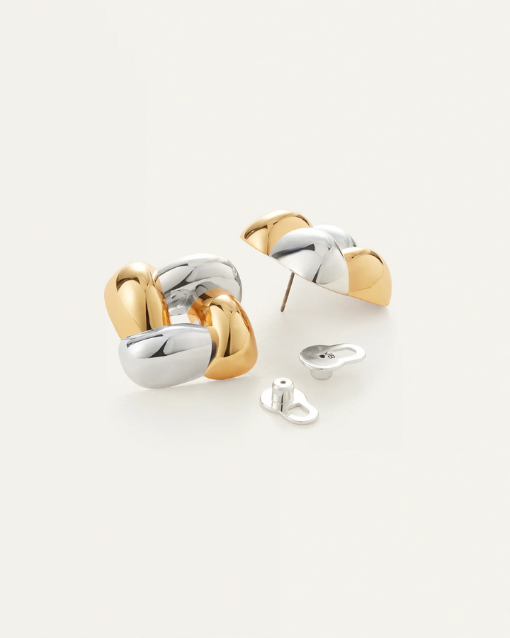 WOVEN SQUARE EARRINGS MEDIUM (TWO TONE) - JENNY BIRD