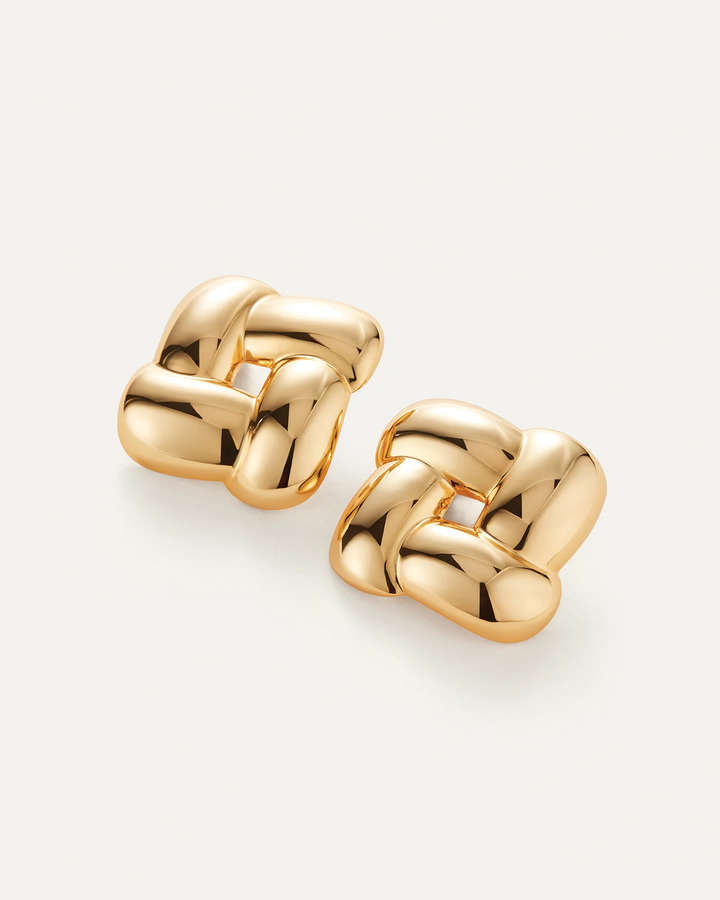 MEGA WOVEN SQUARE EARRINGS (GOLD) - JENNY BIRD