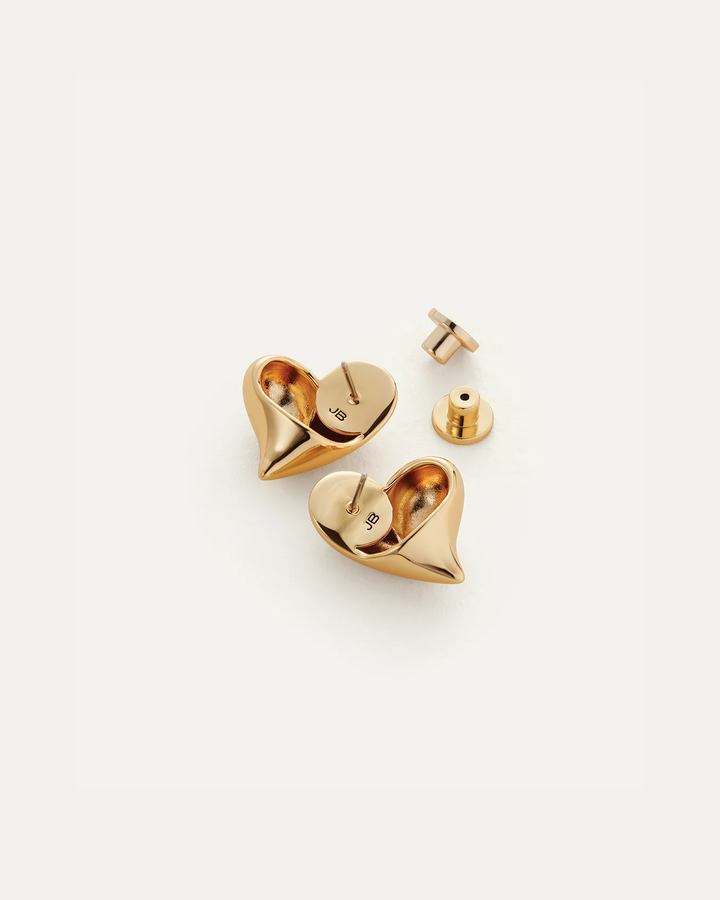 ART HEART BUTTON SYMMETRICAL EARRINGS (GOLD) - JENNY BIRD