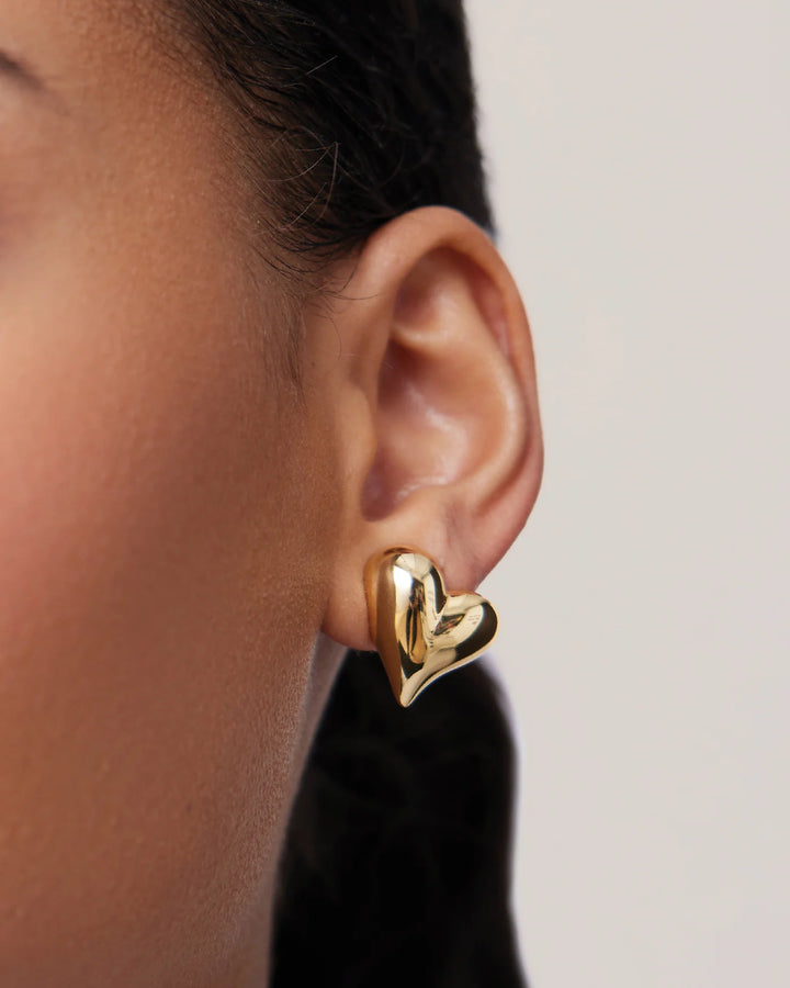 ART HEART BUTTON SYMMETRICAL EARRINGS (GOLD) - JENNY BIRD