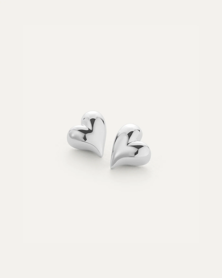 ART HEART BUTTON SYMMETRICAL EARRINGS (SILVER) - JENNY BIRD