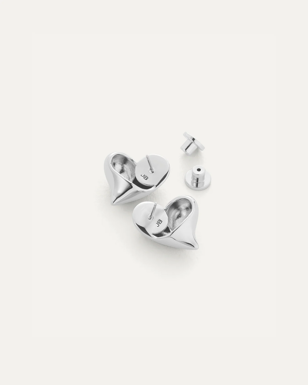ART HEART BUTTON SYMMETRICAL EARRINGS (SILVER) - JENNY BIRD