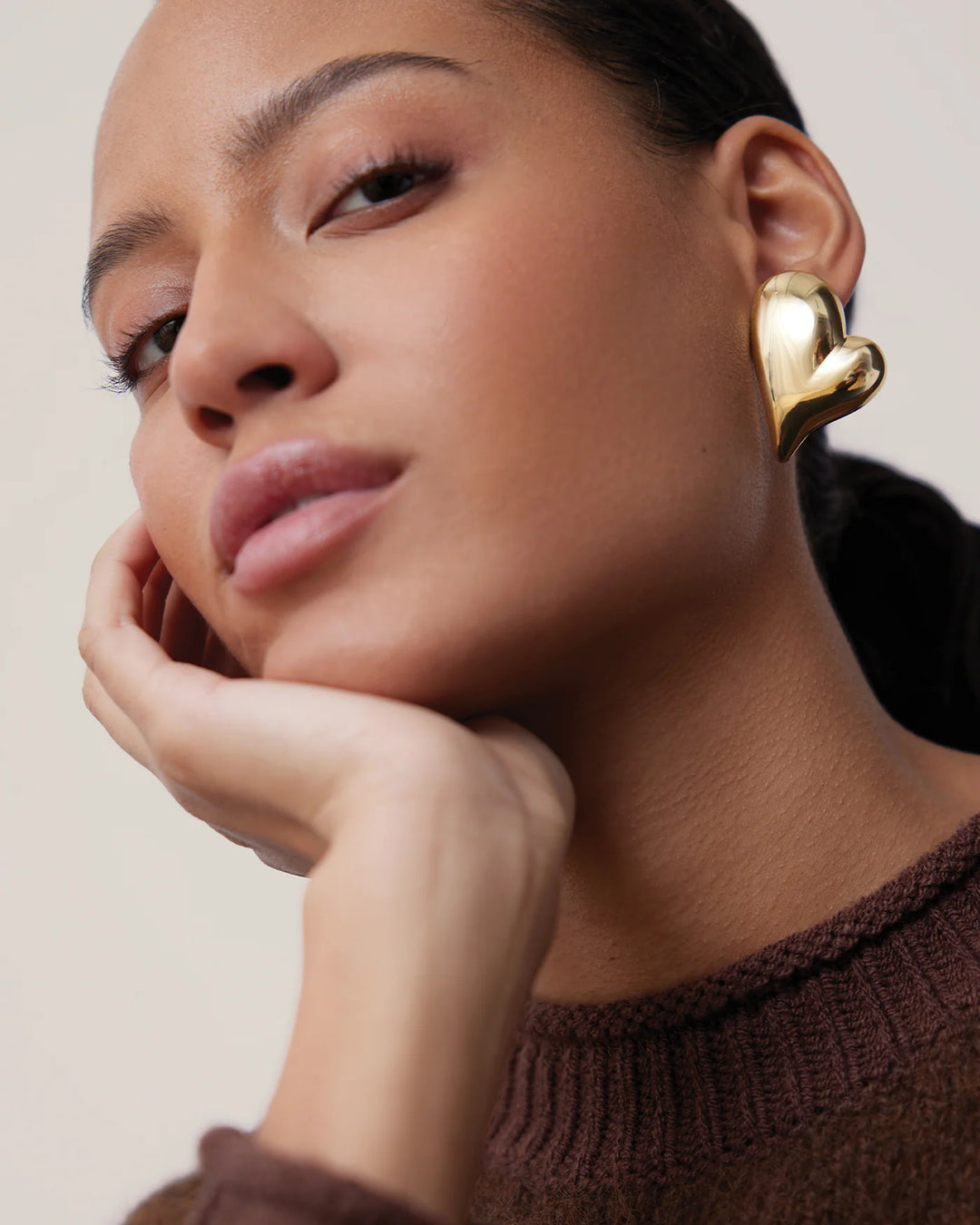 MEGA ART HEART BUTTON SYMMETRICAL EARRING (GOLD) - JENNY BIRD