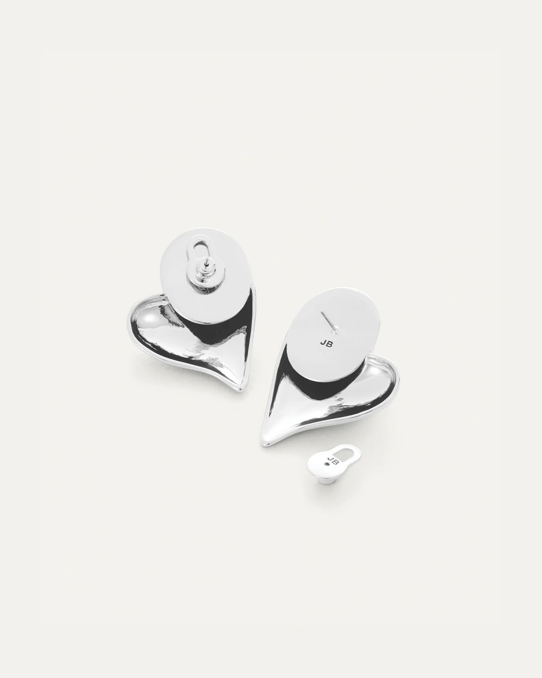 MEGA ART HEART BUTTON SYMMETRICAL EARRING (SILVER) - JENNY BIRD