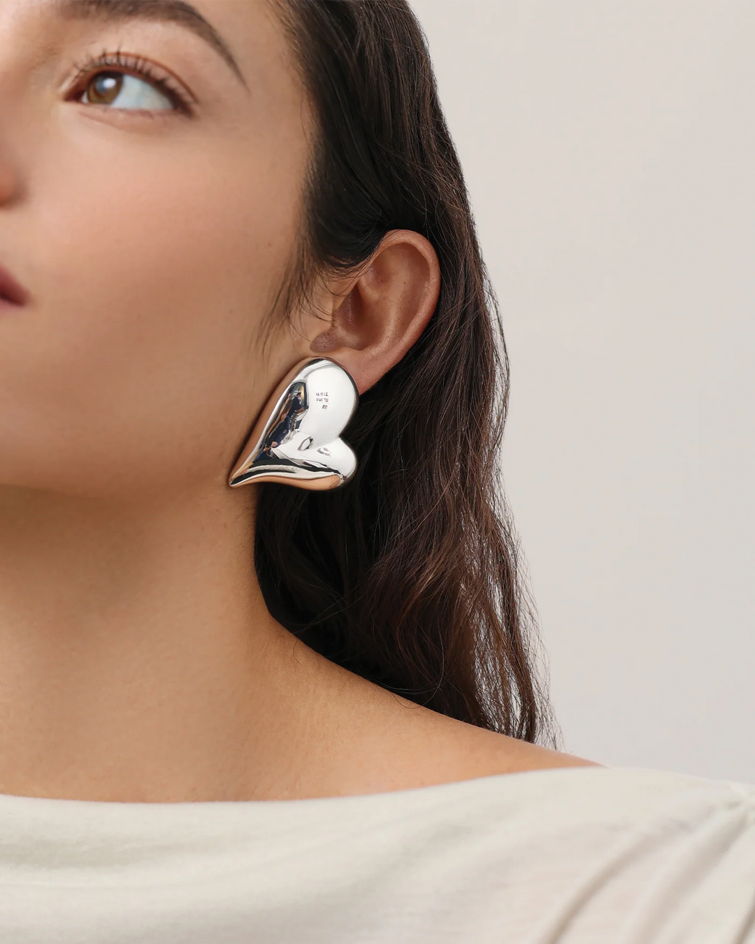 MEGA ART HEART BUTTON SYMMETRICAL EARRING (SILVER) - JENNY BIRD