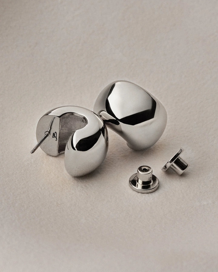SMALL GEMMA HOOPS (SILVER) - JENNY BIRD