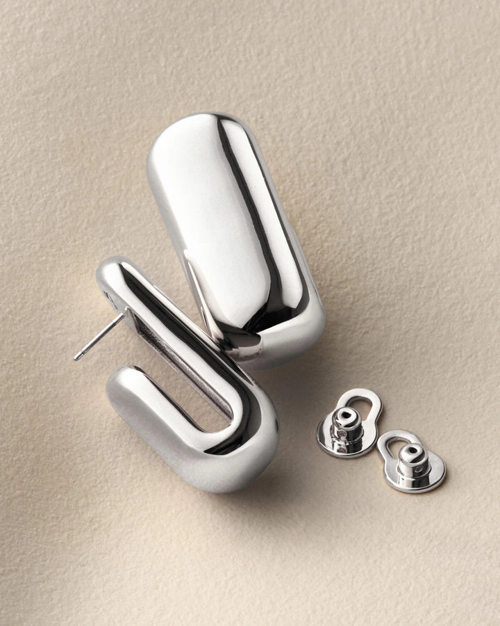 LARGE LEON EARRINGS (SILVER) - JENNY BIRD