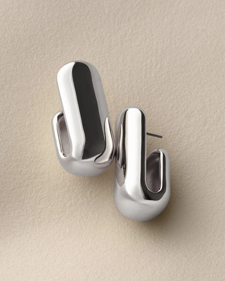 LARGE LEON EARRINGS (SILVER) - JENNY BIRD