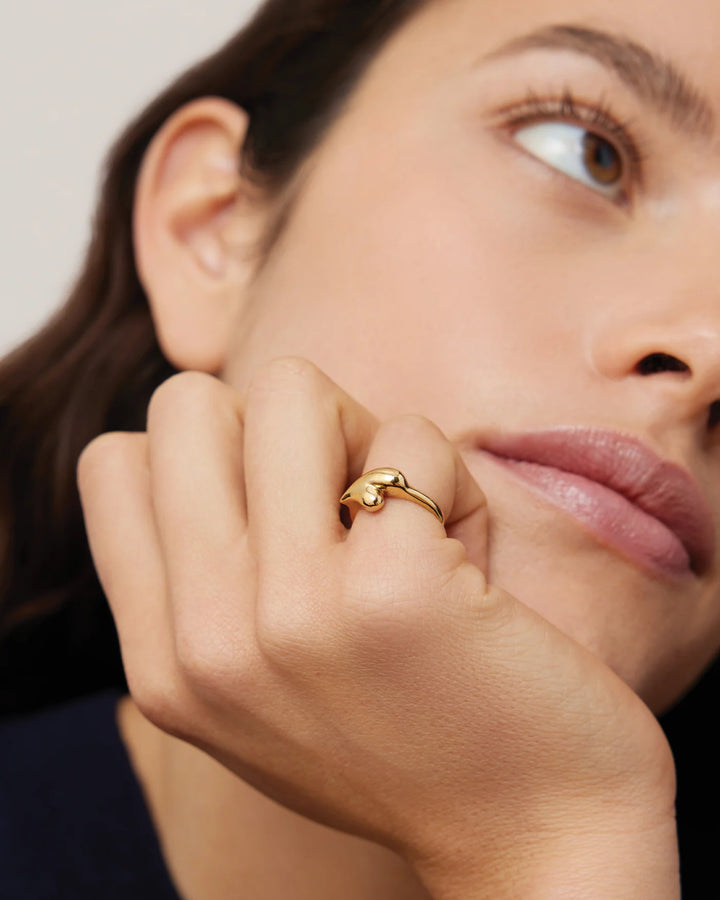 PUFFY HEART SIGNET RING (GOLD) - JENNY BIRD