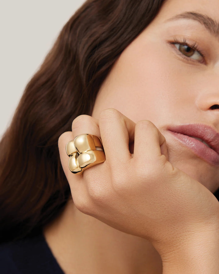 MEGA WOVEN SQUARE RING (GOLD) - JENNY BIRD