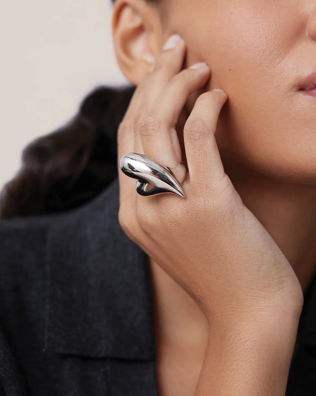 PUFFY HEART RING (SILVER) - JENNY BIRD