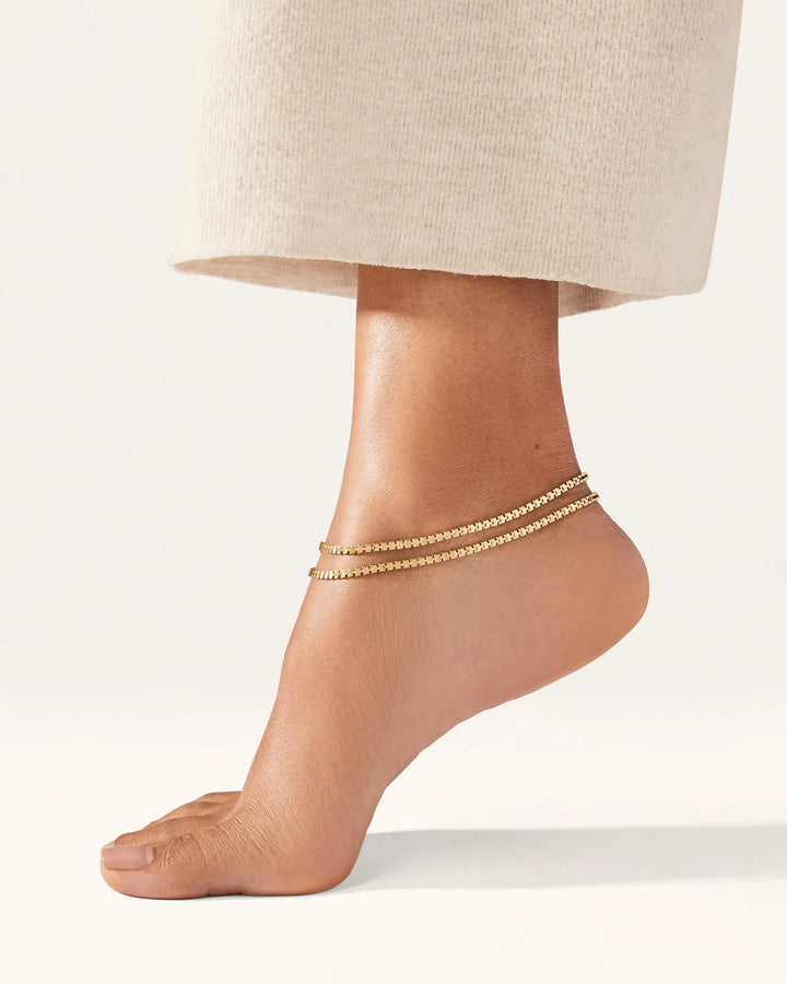 DOUBLE AMALFI ANKLET L (GOLD) - JENNY BIRD