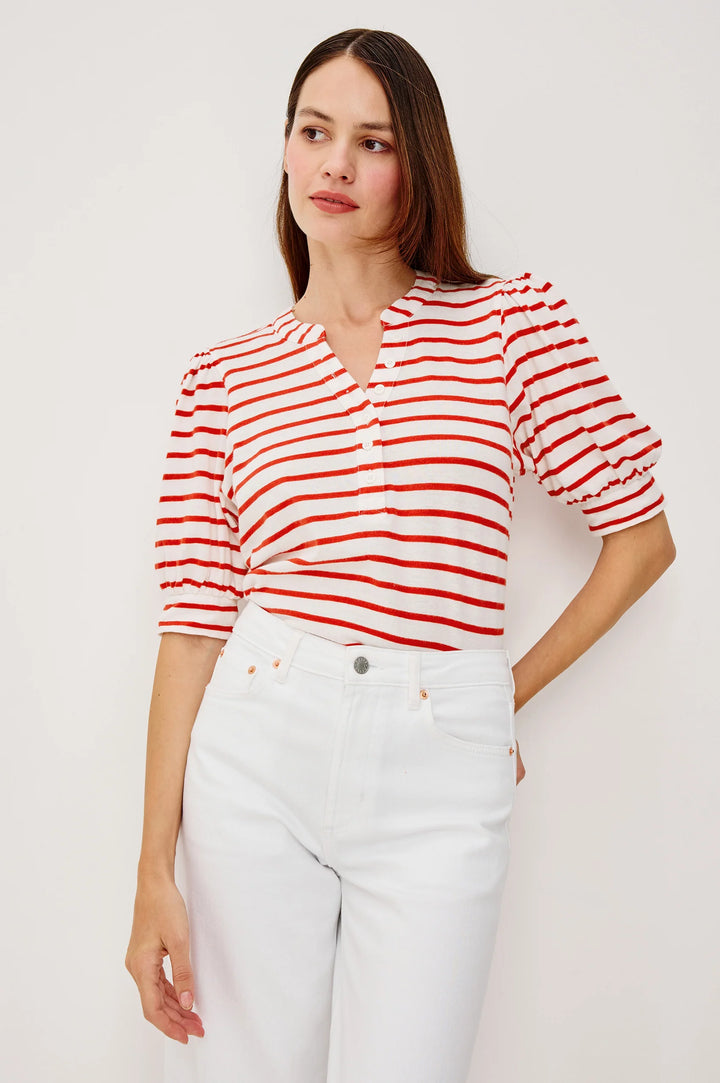 JEWEL TOP (SCARLET IVORY STRIPE) - RAILS