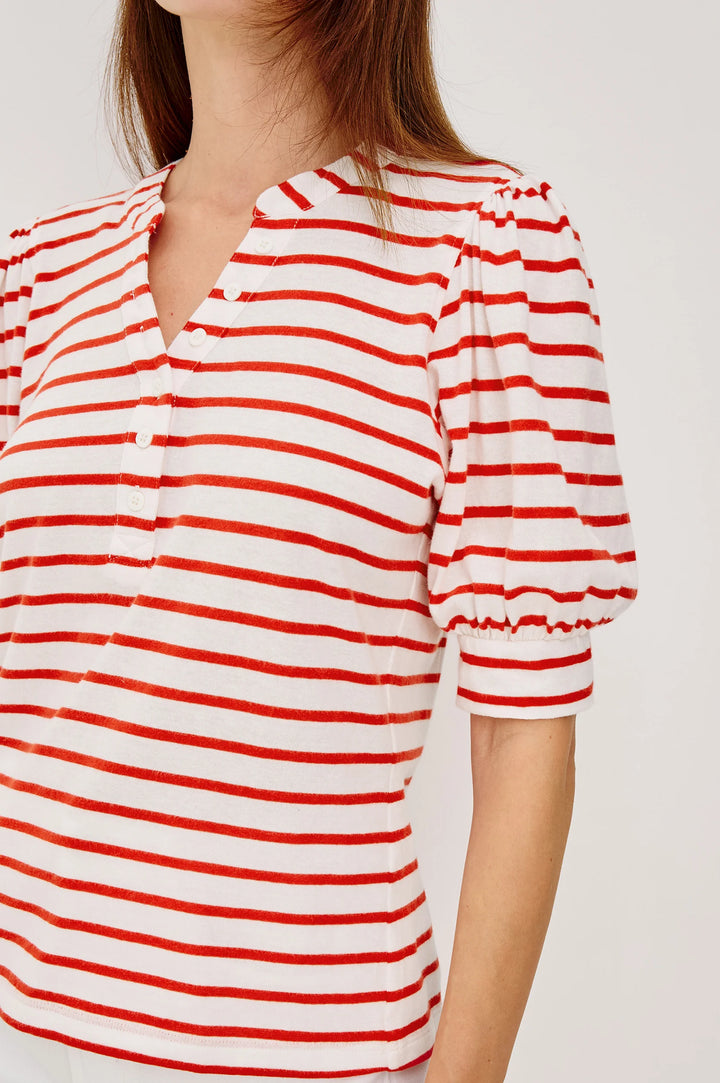 JEWEL TOP (SCARLET IVORY STRIPE) - RAILS