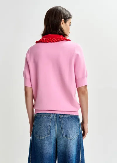 JEWELRY RUFFLE POLO TOP (COTTON CANDY) - ESSENTIAL ANTWERP