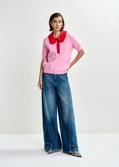 JEWELRY RUFFLE POLO TOP (COTTON CANDY) - ESSENTIAL ANTWERP