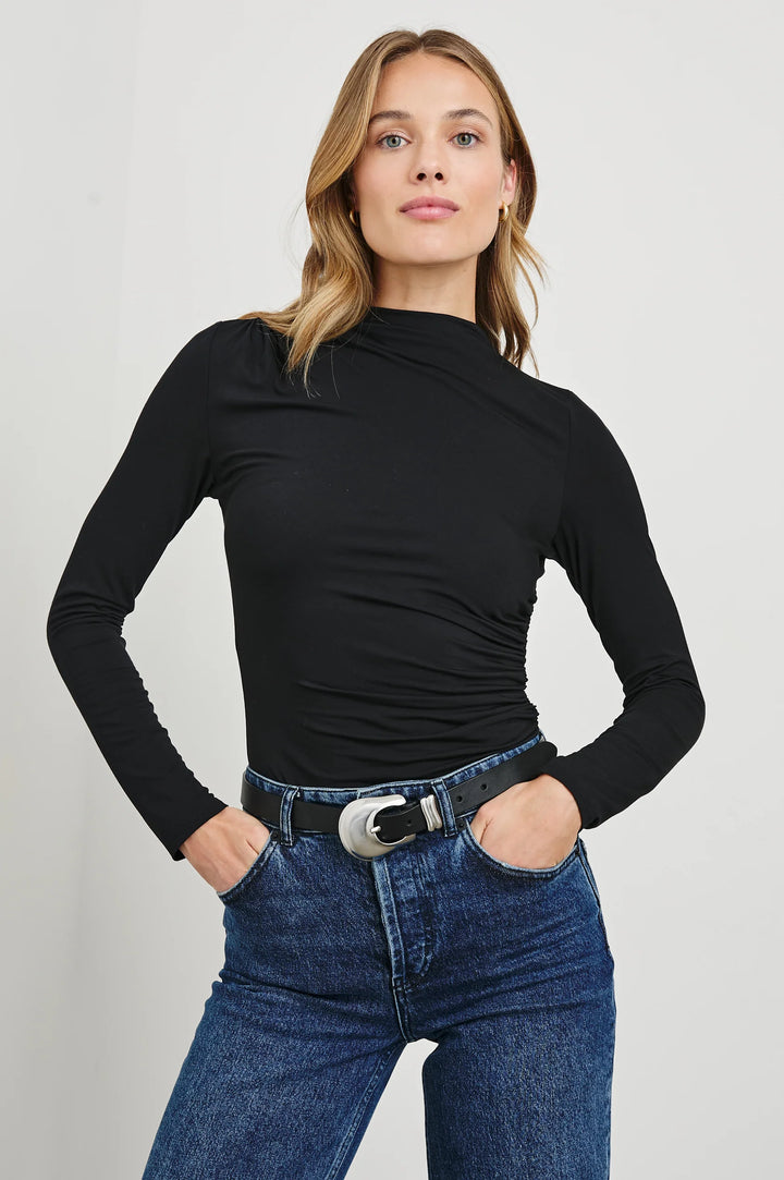 JOELLE MOCK NECK TOP (BLACK) - RAILS