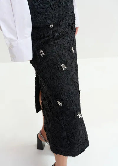 JOURGET SEE YOU LACE SKIRT (BLACK) - ESSENTIAL ANTWERP