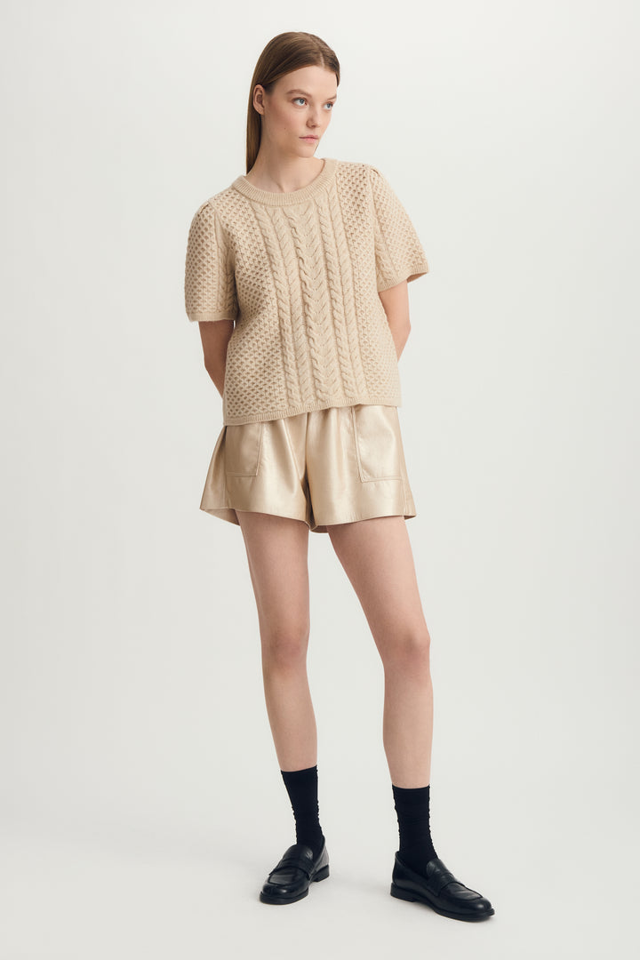JOVE CABLE KNIT SHORT SLEEVE SWEATER - MELISSA NEPTON