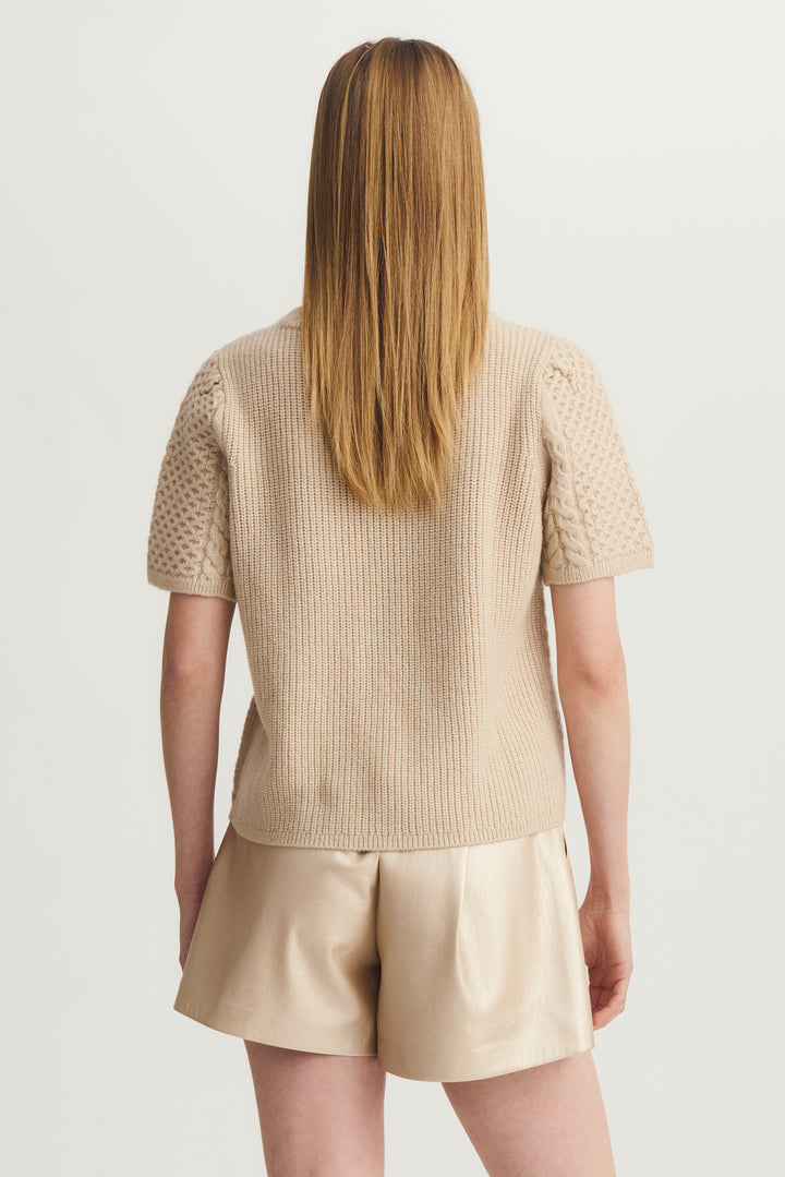 JOVE CABLE KNIT SHORT SLEEVE SWEATER - MELISSA NEPTON