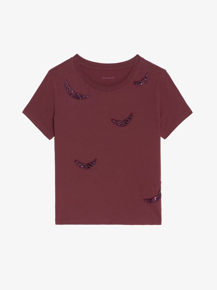 ALYS EMBROIDERY WINGS T-SHIRT (BURGUNDY) - ZADIG & VOLTAIRE