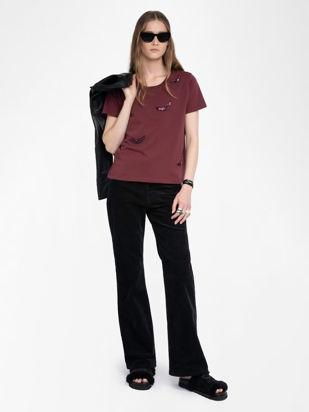 ALYS EMBROIDERY WINGS T-SHIRT (BURGUNDY) - ZADIG & VOLTAIRE