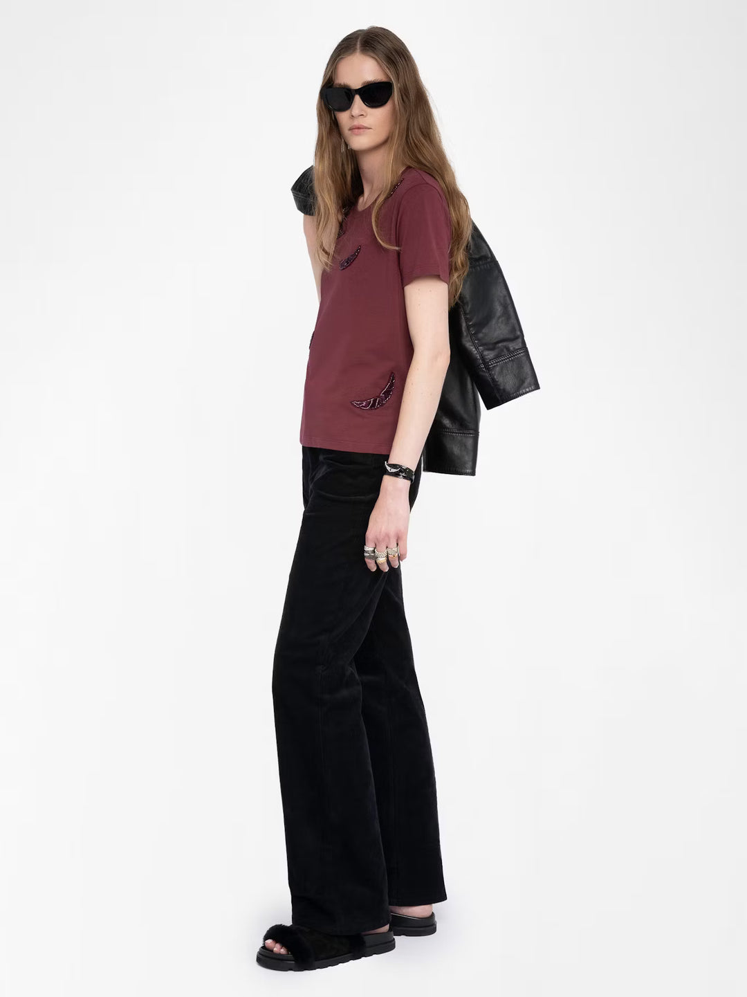 ALYS EMBROIDERY WINGS T-SHIRT (BURGUNDY) - ZADIG & VOLTAIRE