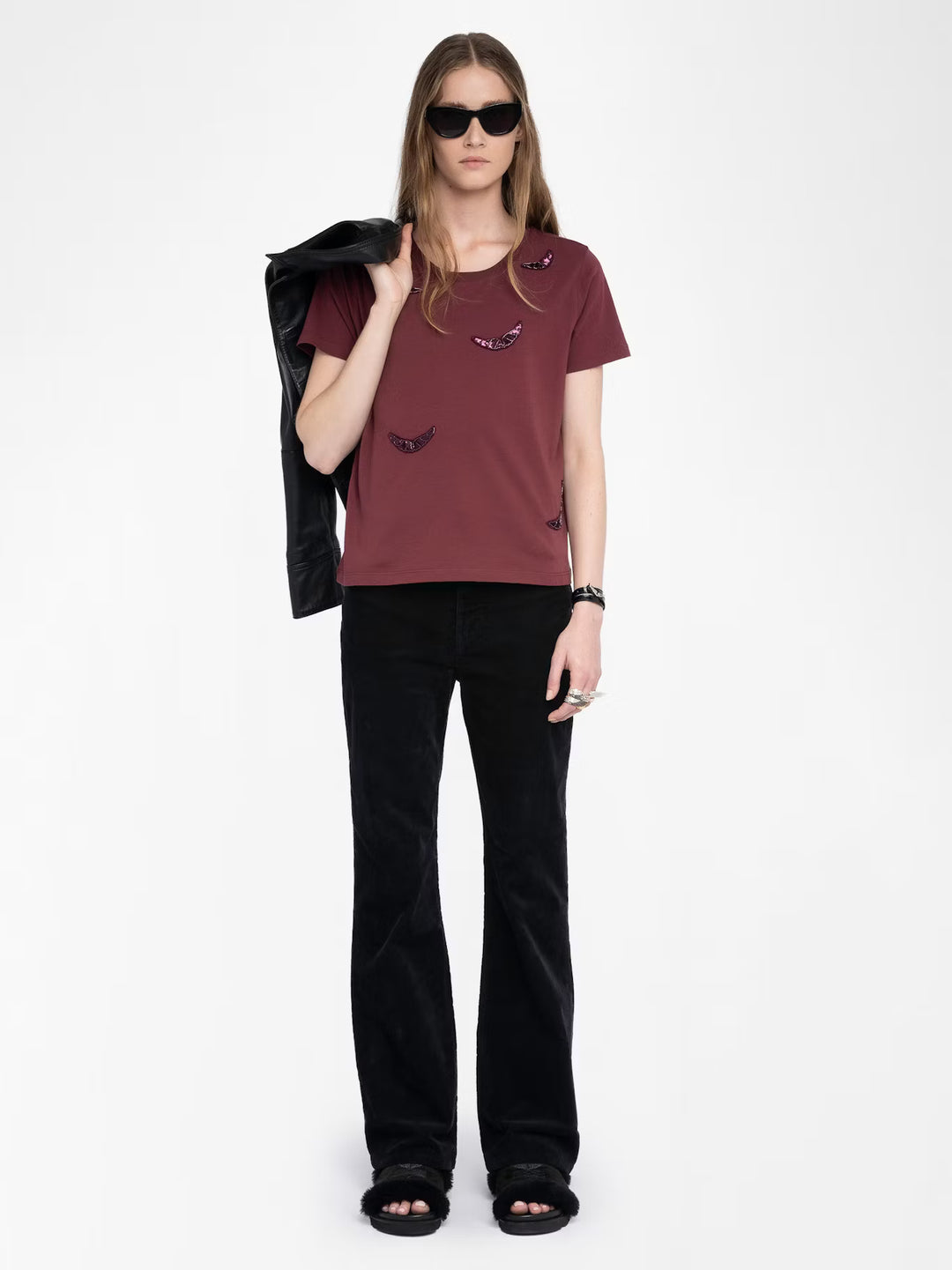 ALYS EMBROIDERY WINGS T-SHIRT (BURGUNDY) - ZADIG & VOLTAIRE