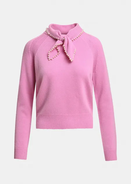 KASA WOOL CASHMERE SWEATER W/ PEARL COLLAR (PINK) - ESSENTIAL ANTWERP