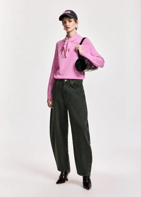 KASA WOOL CASHMERE SWEATER W/ PEARL COLLAR (PINK) - ESSENTIAL ANTWERP