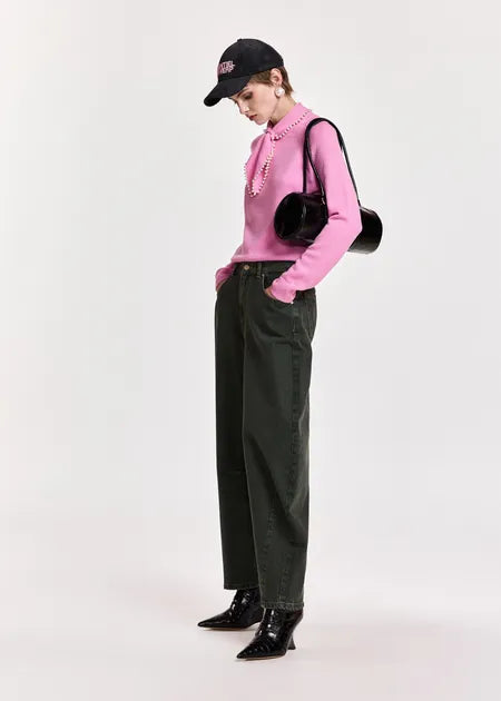 KASA WOOL CASHMERE SWEATER W/ PEARL COLLAR (PINK) - ESSENTIAL ANTWERP