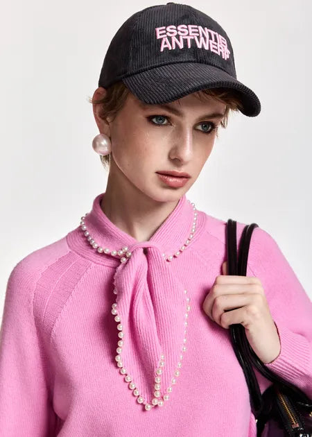 KASA WOOL CASHMERE SWEATER W/ PEARL COLLAR (PINK) - ESSENTIAL ANTWERP