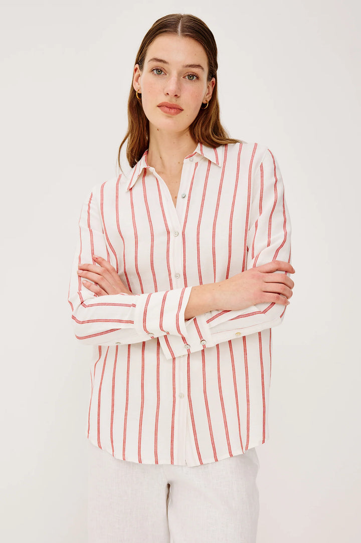 KNOX STRIPE SHIRT (SCARLET IVORY) - RAILS