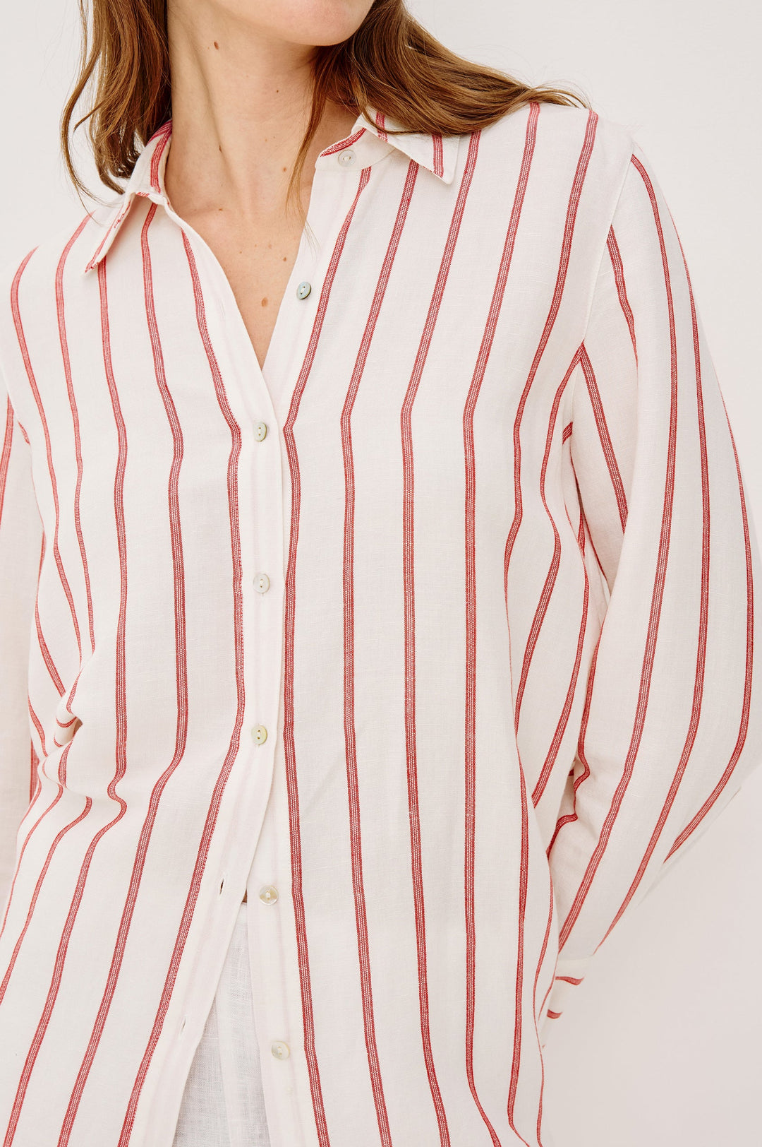 KNOX STRIPE SHIRT (SCARLET IVORY) - RAILS