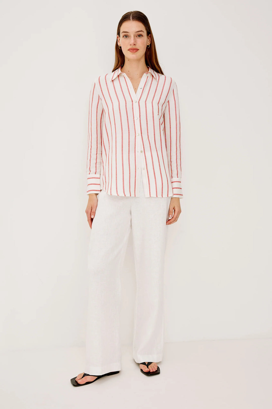 KNOX STRIPE SHIRT (SCARLET IVORY) - RAILS
