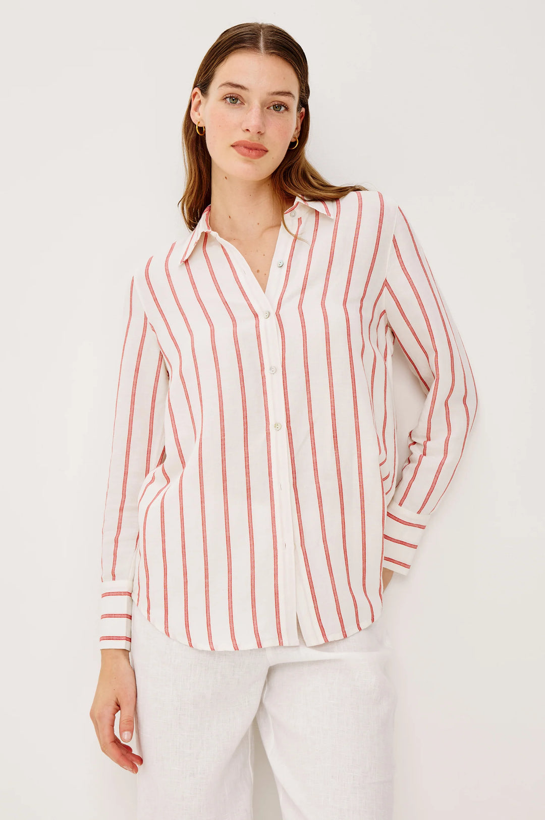 KNOX STRIPE SHIRT (SCARLET IVORY) - RAILS