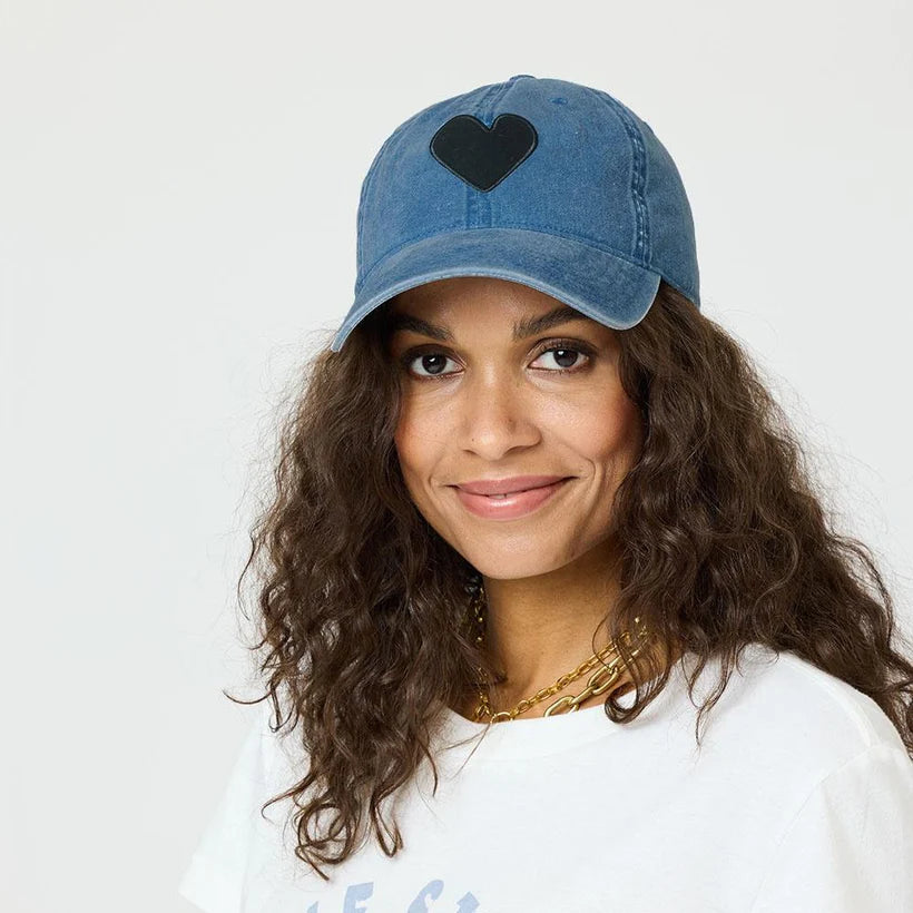 DENIM IMPERFECT HEART HAT - KERRI ROSENTHAL