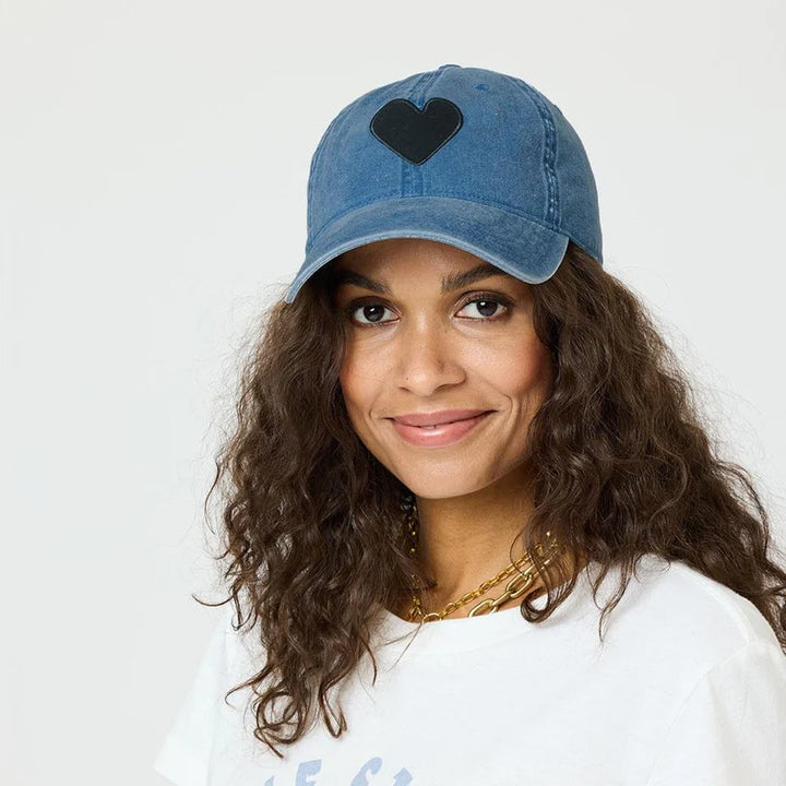 DENIM IMPERFECT HEART HAT - KERRI ROSENTHAL