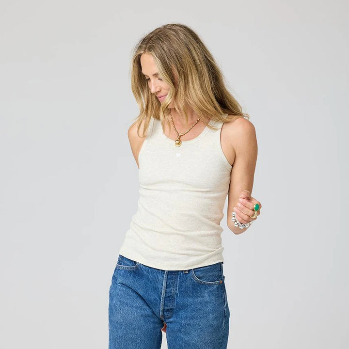 KR HEART TANK (HEATHER OAT) - KERRI ROSENTHAL